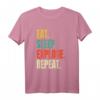 Eat Sleep Explore Repeat Weltreise Wandern Camp Abenteuer T-Shirt - Retro Vintage Outdoorkleidung für Abenteurer