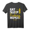 HapKoala Angel T-Shirt Lustiger Spruch 'Eat, Sleep, Fishing, Repeat' – Perfektes Geschenk für Angler zum Geburtstag & Weihnachten