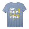 HapKoala Angel T-Shirt Lustiger Spruch 'Eat, Sleep, Fishing, Repeat' – Perfektes Geschenk für Angler zum Geburtstag & Weihnachten