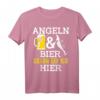 Angeln & Bier Darum Bin Ich Hier Angler Geschenk T-Shirt - Lustiges Angler & Bier Liebhaber Shirt für Vatertag, Geburtstag & Weihnachten