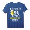 Angeln & Bier Darum Bin Ich Hier Angler Geschenk T-Shirt - Lustiges Angler & Bier Liebhaber Shirt für Vatertag, Geburtstag & Weihnachten
