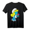 Die Schlümpfe Schlumpf Charakter Blumen T-Shirt - Lizenziertes, langlebiges Comic-Design, maschinenwaschbar