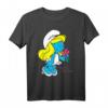 Die Schlümpfe Schlumpf Charakter Blumen T-Shirt - Lizenziertes, langlebiges Comic-Design, maschinenwaschbar