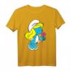 Die Schlümpfe Schlumpf Charakter Blumen T-Shirt - Lizenziertes, langlebiges Comic-Design, maschinenwaschbar