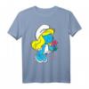 Die Schlümpfe Schlumpf Charakter Blumen T-Shirt - Lizenziertes, langlebiges Comic-Design, maschinenwaschbar
