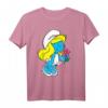 Die Schlümpfe Schlumpf Charakter Blumen T-Shirt - Lizenziertes, langlebiges Comic-Design, maschinenwaschbar