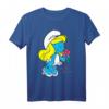 Die Schlümpfe Schlumpf Charakter Blumen T-Shirt - Lizenziertes, langlebiges Comic-Design, maschinenwaschbar