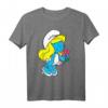 Die Schlümpfe Schlumpf Charakter Blumen T-Shirt - Lizenziertes, langlebiges Comic-Design, maschinenwaschbar