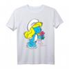 Die Schlümpfe Schlumpf Charakter Blumen T-Shirt - Lizenziertes, langlebiges Comic-Design, maschinenwaschbar