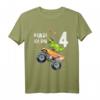 Kinder T-Shirt zum 4. Geburtstag mit Dinosaurier und Monster Truck Motiv – Robustes Design für Jungen und Mädchen