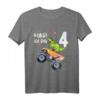 Kinder T-Shirt zum 4. Geburtstag mit Dinosaurier und Monster Truck Motiv – Robustes Design für Jungen und Mädchen