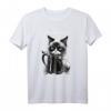 Lustiges Katzen Kaffee T-Shirt mit Spruch 'Guten Morgen ganz dünnes Eis...' – Humorvolles Geschenk für Morgenmuffel, Schichtarbeiter und Katzenliebhaber