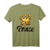 Herren Prince Schriftzug T-Shirt schwarz/gelb mit großer goldener Krone – Perfektes Geschenk für Paare, Freunde & Familie