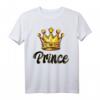 Herren Prince Schriftzug T-Shirt schwarz/gelb mit großer goldener Krone – Perfektes Geschenk für Paare, Freunde & Familie