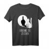 Winkekatze Schatten Katzen T-Shirt – Lustiges Design mit Spruch 'Erkenne die Zeichen' für Damen, ideales Geschenk für Katzenliebhaberinnen