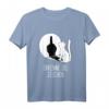 Winkekatze Schatten Katzen T-Shirt – Lustiges Design mit Spruch 'Erkenne die Zeichen' für Damen, ideales Geschenk für Katzenliebhaberinnen