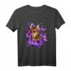 Lustiges lila Bengalische Katze T-Shirt mit Blumen und Schmetterling – Perfekt für Katzenliebhaber, Halloween & Weihnachten