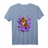Lustiges lila Bengalische Katze T-Shirt mit Blumen und Schmetterling – Perfekt für Katzenliebhaber, Halloween & Weihnachten