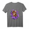 Lustiges lila Bengalische Katze T-Shirt mit Blumen und Schmetterling – Perfekt für Katzenliebhaber, Halloween & Weihnachten