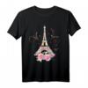 Farbenfrohes Eiffelturm Paris T-Shirt – Liebe in Frankreich, Pariser Rose & Macarons Motiv für Romantikfans