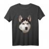Sibirischer Husky Gesicht T-Shirt – Realistischer Hundedruck, ideales Geschenk für Husky-Liebhaber und Hundebesitzer