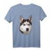 Sibirischer Husky Gesicht T-Shirt – Realistischer Hundedruck, ideales Geschenk für Husky-Liebhaber und Hundebesitzer