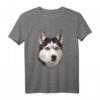Sibirischer Husky Gesicht T-Shirt – Realistischer Hundedruck, ideales Geschenk für Husky-Liebhaber und Hundebesitzer