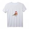 Damen Rotkehlchen Weihnachten Vogel Weihnachtsmann Gartenvogel T-Shirt mit V-Ausschnitt – Perfektes Geschenk für Vogelliebhaber, Ornithologen & Naturschützer