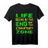 Life Begins At The End Of Your Comfort Zone Skydiver T-Shirt – Motivationsgeschenk für Extremsportler, Camper & Outdoor-Fans