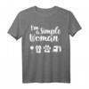 I'm A Simple Woman T-Shirt – Lustiges Camping, Wein & Hund Design für Frauen, perfekte Geschenkidee für Camper und Hundeeliebhaberinnen