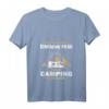 Damen Camping und Wein T-Shirt mit V-Ausschnitt – Lustiges Geschenk für Frauen, die Natur und Wein lieben