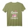Damen Queen Of The Camper Camping T-Shirt mit V-Ausschnitt – Lustiges Outdoor Shirt für Camping, Wohnmobil & Naturfreunde