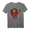 Oni Maske Japanischer Dämon Teufel Ronin T-Shirt – Minimalistische Streetwear für Otaku, Anime und Manga Fans, japanisches Kunstdesign, Vaporwave & Goth Style
