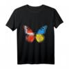Dänische Ukrainische Flagge Schmetterling T-Shirt – Kulturelles Design für Dänemark und Ukraine Fans