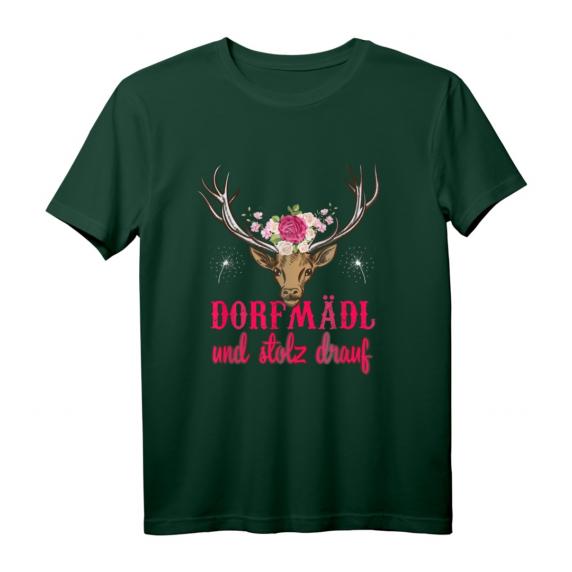 Dorfmädel und stolz drauf Landwirt Hirsch Bauernhof Dorffest T-Shirt – Perfektes Geschenk für Tierliebhaber und Dorfkinder zum Geburtstag & Weihnachten