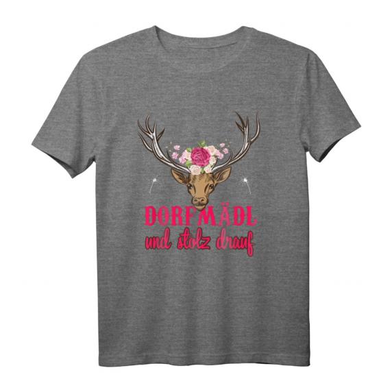 Dorfmädel und stolz drauf Landwirt Hirsch Bauernhof Dorffest T-Shirt – Perfektes Geschenk für Tierliebhaber und Dorfkinder zum Geburtstag & Weihnachten