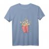 Damen Retro Popcorn Kostüm T-Shirt mit V-Ausschnitt für Fasching & Karneval – Gruppenkostüm, Partnerlook & Geschenkidee für Weihnachten, Geburtstag & Valentinstag