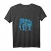 Blaues Elefanten T-Shirt mit indischem Muster – Symbol für Ruhe, Kraft und Unterbewusstsein