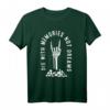 Motivierendes HapKoala Skelett Handknochen T-Shirt mit Zitat 'Die with Memories not Dreams' – Für Abenteurer und Lebensgenießer