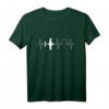 Flugzeug Herzschlag Pilot Herz EKG Fliegen - T-Shirt für Piloten, Flugkapitäne, Fluglotsen & Modellflug-Enthusiasten