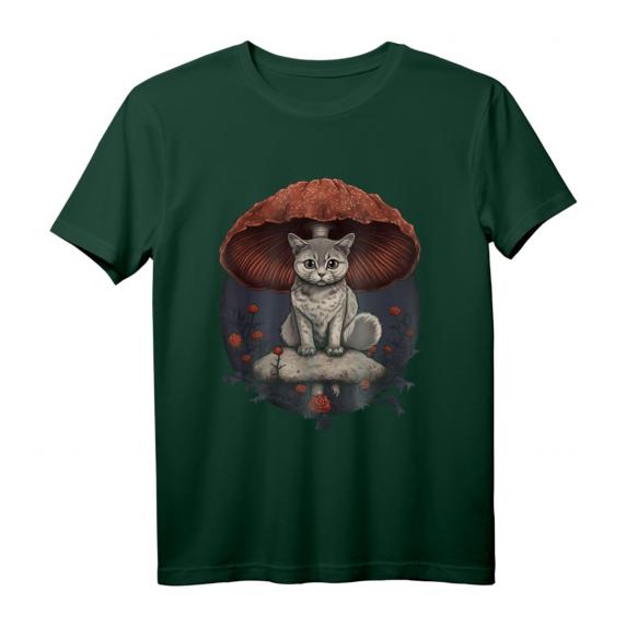 Cottagecore Katze versteckt unter Pilz T-Shirt - Fairycore & Goblincore Ästhetik für Natur- und Stil-Liebhaber