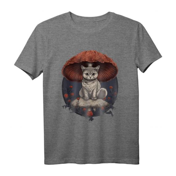 Cottagecore Katze versteckt unter Pilz T-Shirt - Fairycore & Goblincore Ästhetik für Natur- und Stil-Liebhaber