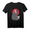 Schwarze Katze mit Kitsune Maske & Neunschwänzigem Fuchs - Japanisches Anime T-Shirt für Otaku & Geek, Futuristisches Kitsune Tier Design