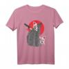 Schwarze Katze mit Kitsune Maske & Neunschwänzigem Fuchs - Japanisches Anime T-Shirt für Otaku & Geek, Futuristisches Kitsune Tier Design