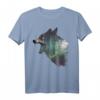 Umweltschutz Klimaschutz Wolf Silhouette Wald Wälder T-Shirt – Für Naturschützer, Tierfreunde & Umweltaktivisten