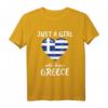 Just A Girl Who Loves Greece T-Shirt - Lustiges Geschenk für Griechenland-Fans, Reiseliebhaber und Fußballenthusiasten, perfekt für Geburtstage & Weihnachten