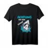 Kinder 4. Geburtstag Junge Weißer Hai Geburtstagsshirt - Lustiges Geburtstagsoutfit zum 4. Geburtstag und Kinderparty-Geschenk
