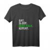 Damen Irish Folk T-Shirt 'Eat Sleep Irish Folk Repeat' - Perfekt für St. Patrick's Day, Irish Music Festivals und Irish Pubs