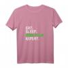 Damen Irish Folk T-Shirt 'Eat Sleep Irish Folk Repeat' - Perfekt für St. Patrick's Day, Irish Music Festivals und Irish Pubs