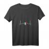Damen T-Shirt mit Herzschlag Italien und italienischer Flagge - Stolzer Italiener, V-Ausschnitt, Vintage Design für Italienliebhaber